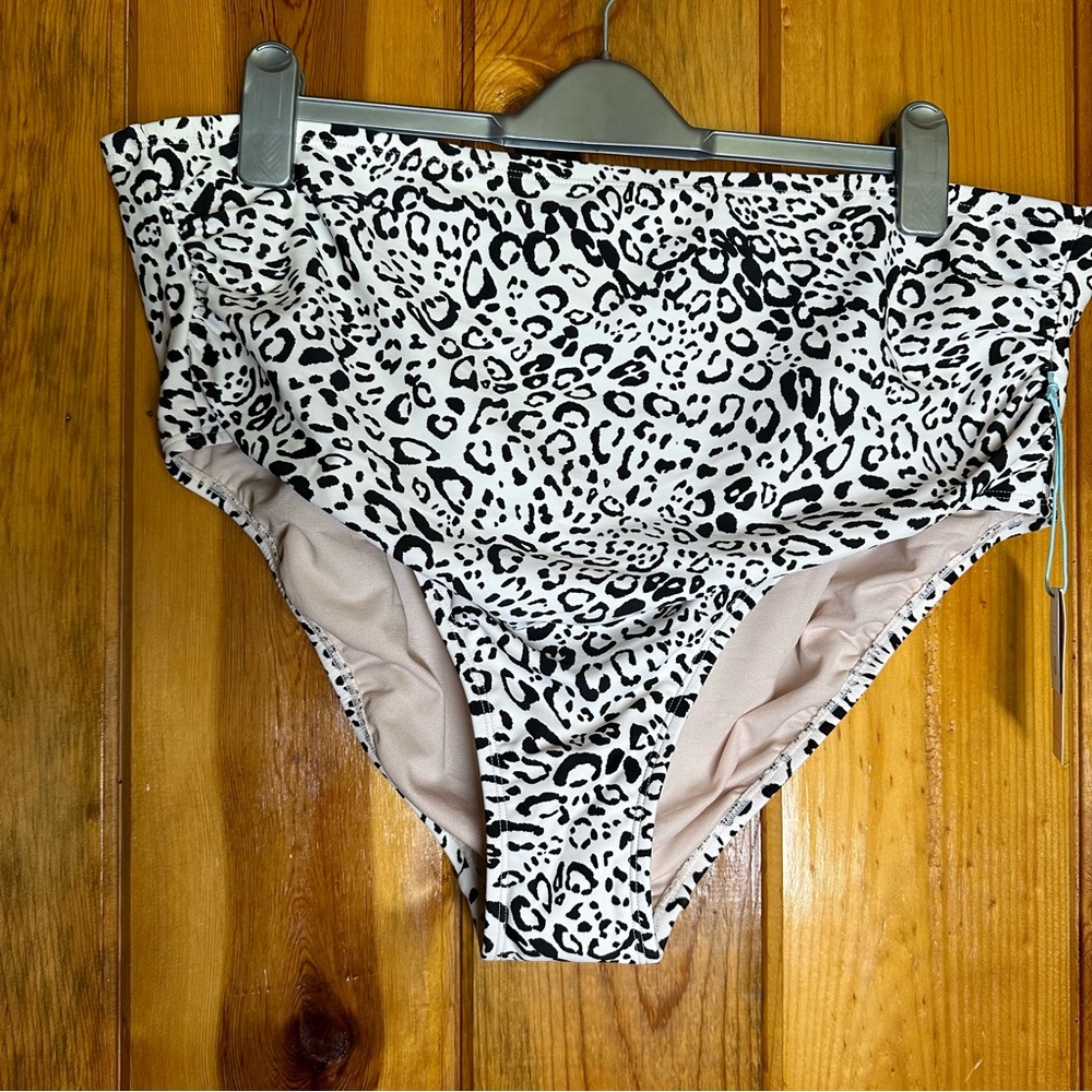 Kona Sol Neutral Leopard Print High Waist Full Coverage Bikini Bottom
